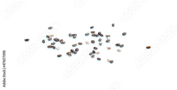 Obraz Chia seeds isolated with white background.
