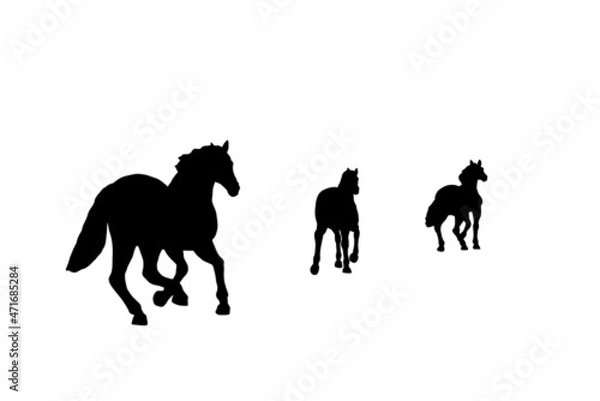 Obraz Running horses silhouettes