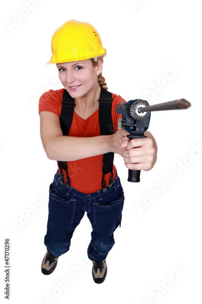Obraz craftswoman holding a drill