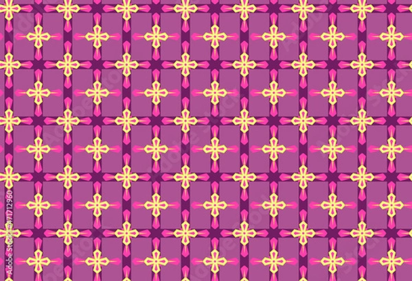 Fototapeta Yellow-red pattern for fabric or wallpaper with open lines and angular pattern