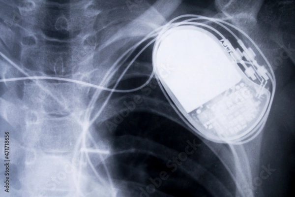 Fototapeta x-ray imagefrom the human chest and pacemaker