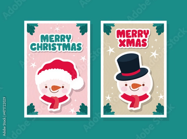 Fototapeta merry xmas cartels with characters