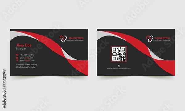Fototapeta Modern business card template red black colors. Flat design vector abstract creative - Vector
