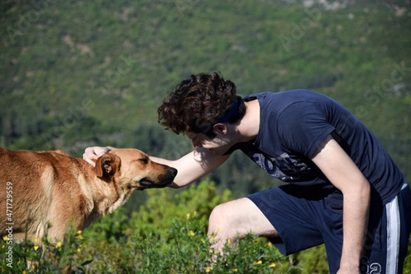 Obraz Dog with human