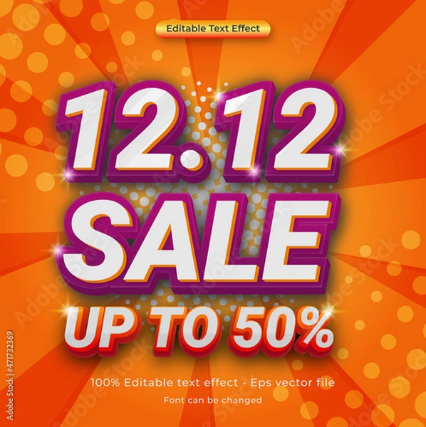 Fototapeta 12 Flash sale 3d style text effect.	