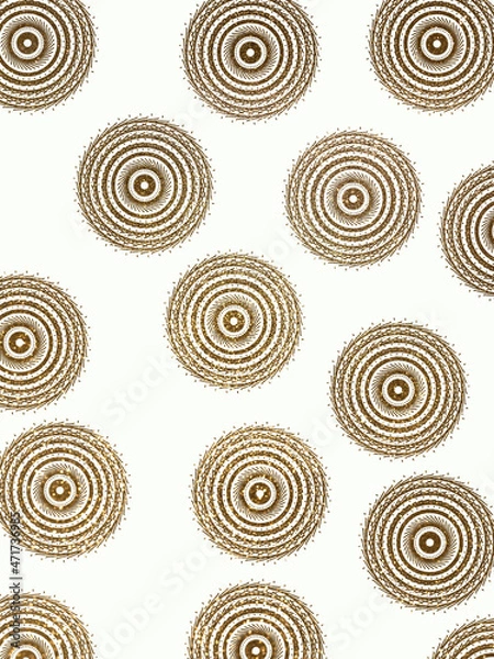 Fototapeta Gold mandalas on a white background, shiny ornaments on a white background, gold patterns on a white background, shiny drawings, gold sparkles