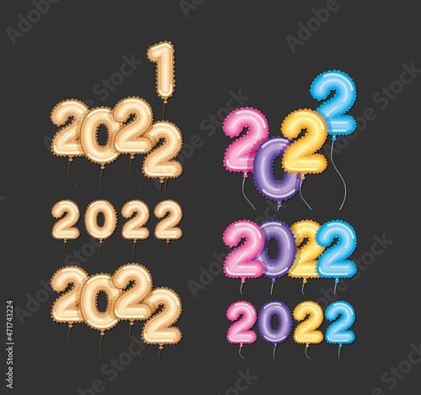Fototapeta nice 2022 year icons