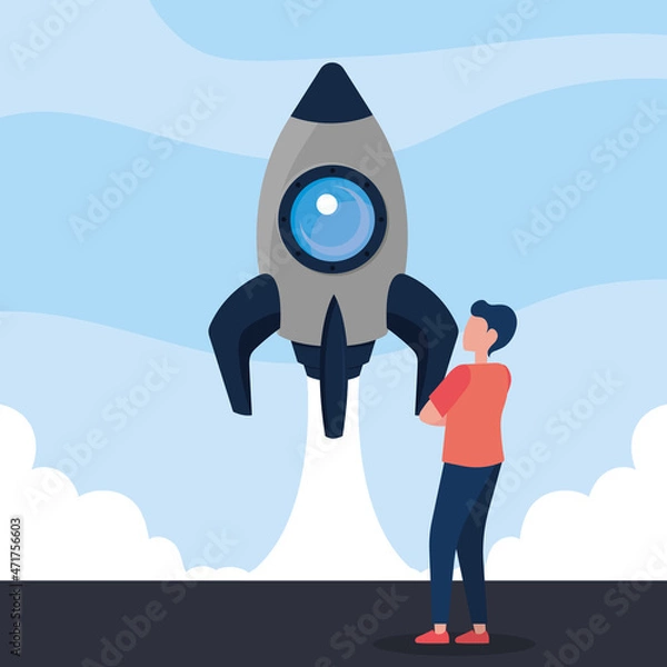 Obraz man thinking start up