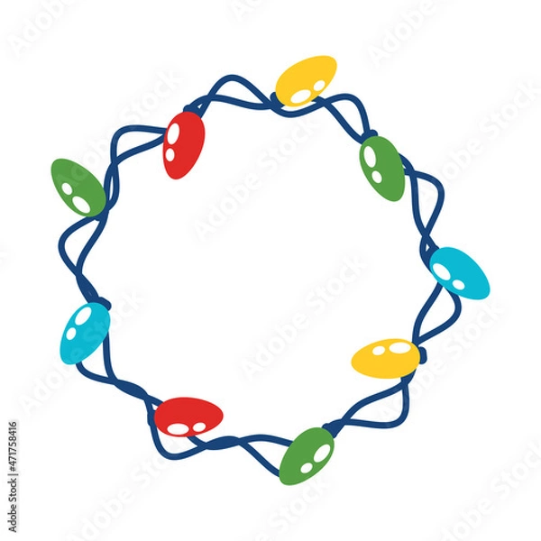 Obraz Christmas lights string border circle isolated on white background