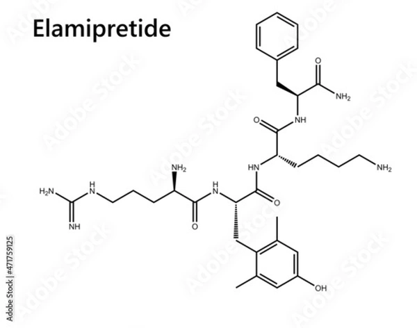 Obraz Elamipretide is a small mitochondrially-targeted tetrapeptide that appears to reduce the production of toxic reactive oxygen species and stabilize cardiolipin