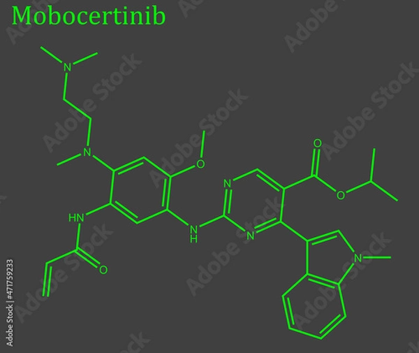 Fototapeta Mobocertinib, sold under the brand name Exkivity, is used for the treatment of non-small cell lung cancer.