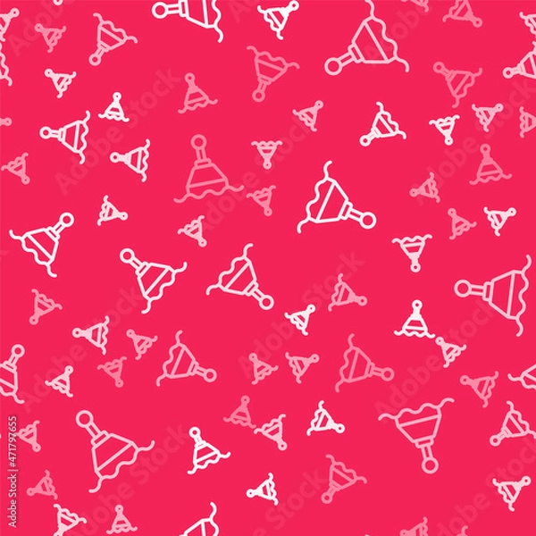 Fototapeta White line Floating buoy on the sea icon isolated seamless pattern on red background. Vector