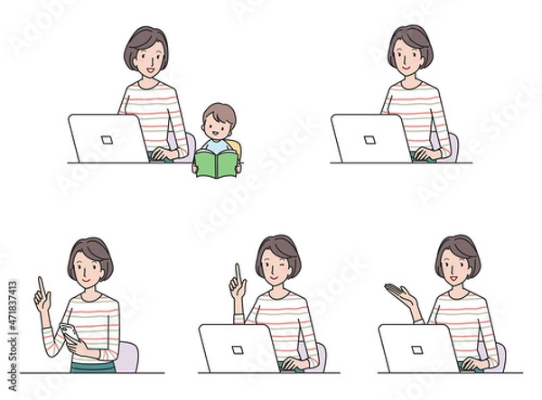 Fototapeta ワーキングマザー　バリエーションセット