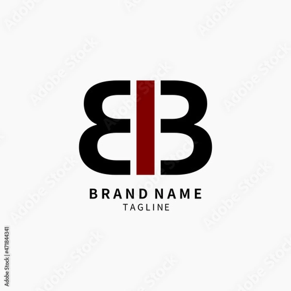 Fototapeta Simple Minimalist BB Initial Letters Logo Monogram with Black and Red Color, Creative Icon, Symbol, Sign Vector Design Suitable for Business, Industry, Boutique, Fashion, Marketing, Etc.