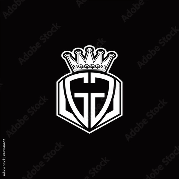 Fototapeta GG Logo monogram with luxury emblem shape and crown design template
