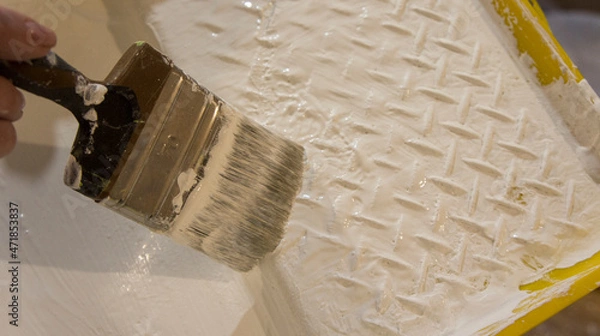 Obraz A paint bath and a paint brush