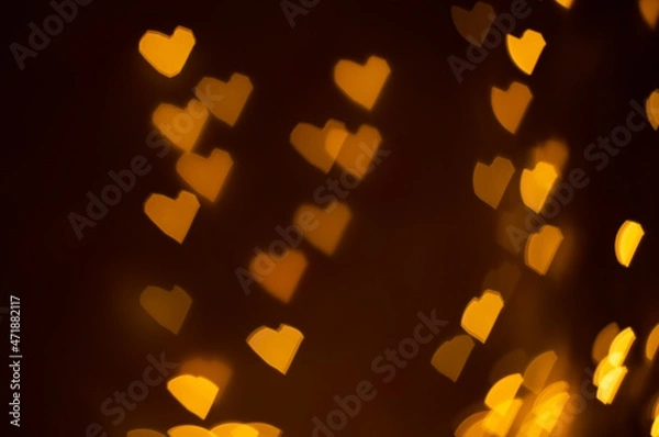Obraz Blurred bokeh sparkles hearts background