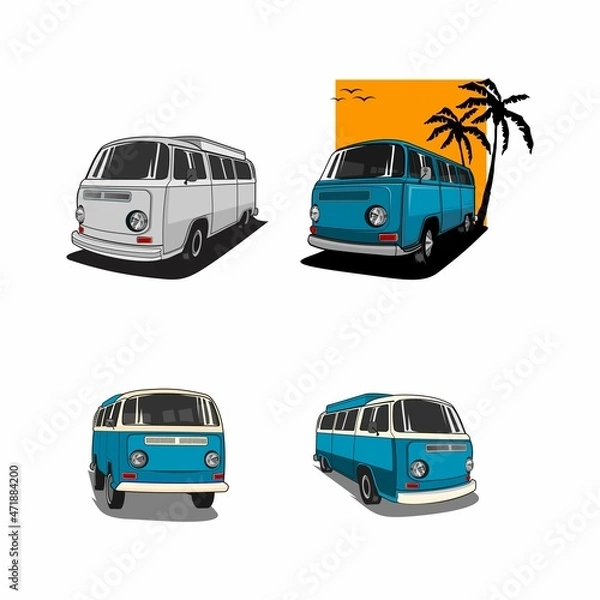 Obraz  bundle set  camper van car vector