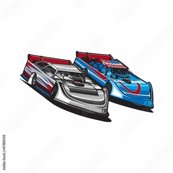 Obraz  bundle set dirt racing car vector