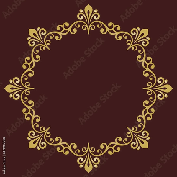Fototapeta Elegant vintage vector round golden ornament in classic style. Abstract traditional pattern with oriental elements. Classic vintage pattern