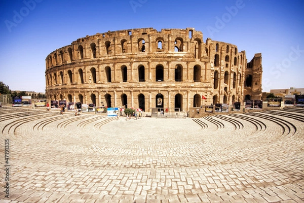Fototapeta Ruiny największego Koloseum w El Jem, Tunis. UNESCO