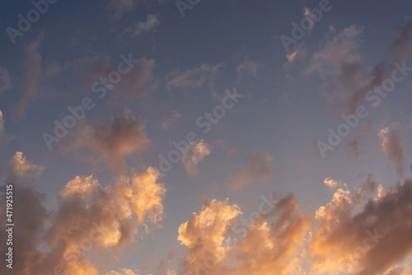 Fototapeta Sunset in the sky with clouds like in France.
