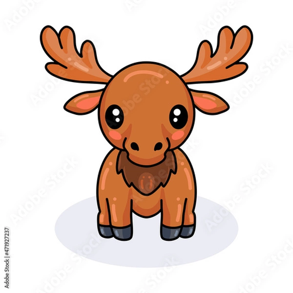 Obraz Cute little moose cartoon posing