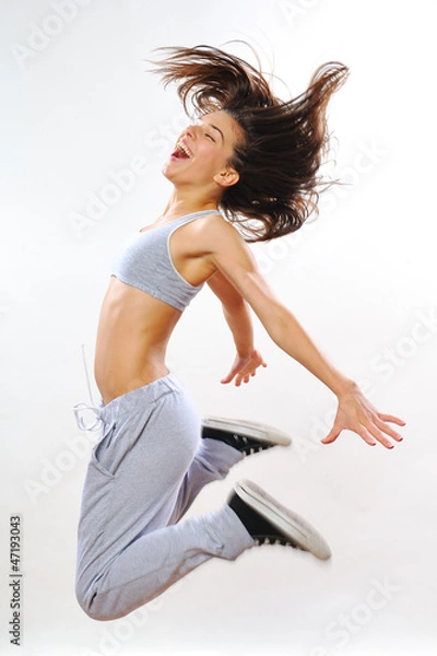 Fototapeta screaming instructor jumping