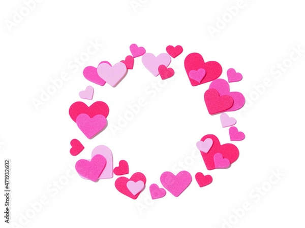 Fototapeta 白い背景とハートのチップで作ったテクスチャ
