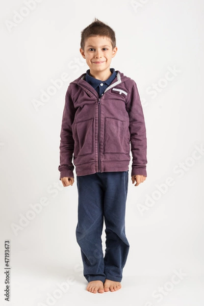 Obraz Six year kid, against white background.
