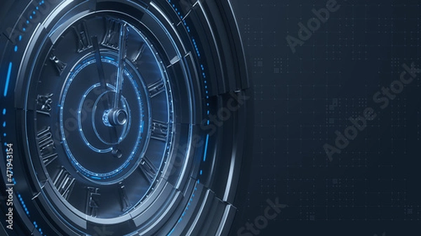Fototapeta Time News, User Interface HUD, Global connections, HUD technological futuristic intro, SciFi data panel, Digital infographic elements, 2D, CG, Broadcast intro