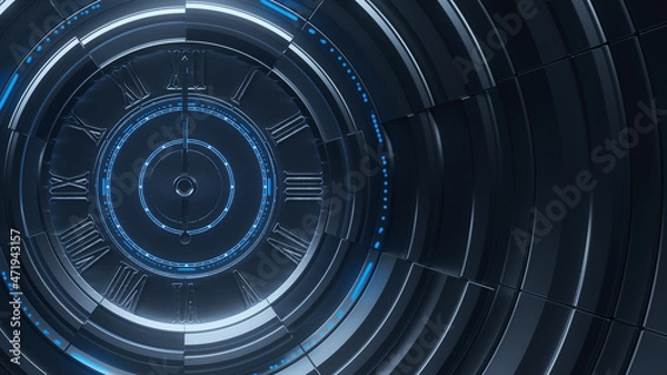 Obraz Time News, User Interface HUD, Global connections, HUD technological futuristic intro, SciFi data panel, Digital infographic elements, 2D Graphic, CG, Broadcast intro