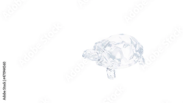 Fototapeta figurine of glass transparent turtle on a white background