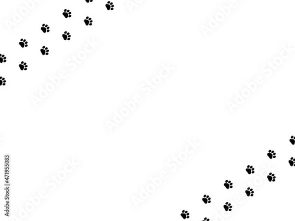 Obraz 肉球の足跡斜めフレーム【黒】