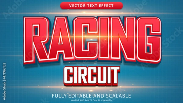 Fototapeta racing circuit text effect editable eps file