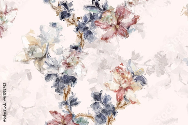 Fototapeta Beautiful oil painting flower bouquet illustration
