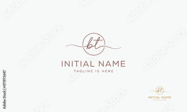 Obraz BT TB Signature initial logo template vector