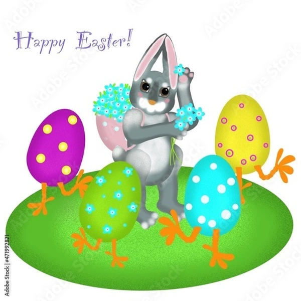 Obraz easter bunny with eggs