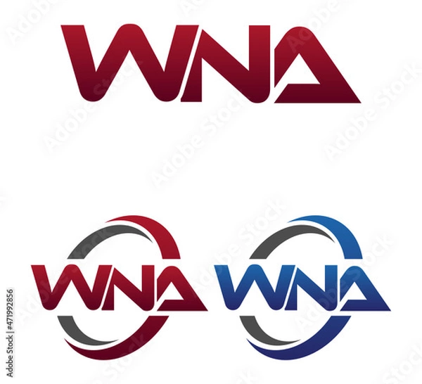 Fototapeta Modern 3 Letters Initial logo Vector Swoosh Red Blue WNA