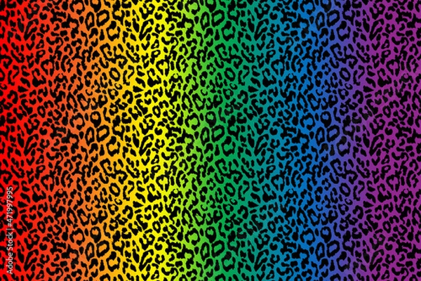 Obraz Abstract background of black animal print on a rainbow background