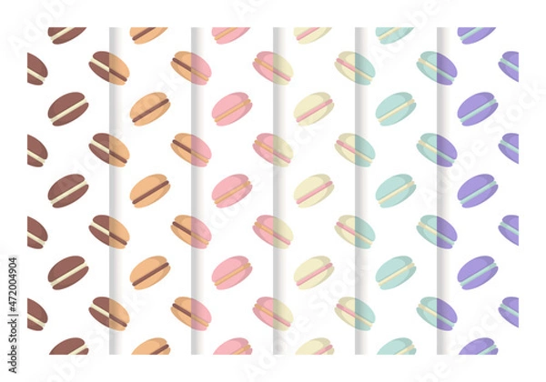 Fototapeta Collection Colorful Macarons Seamless Pattern