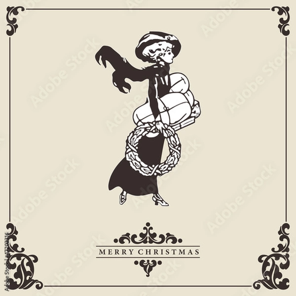 Obraz vintage Christmas card. Vector.