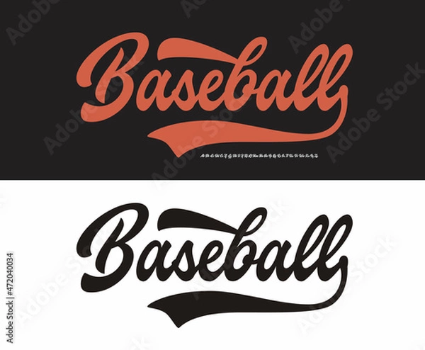 Fototapeta Baseball typeface. Original Retro Script Font. Vector