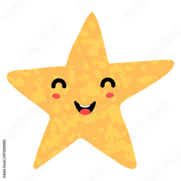 Fototapeta Vector colorful hand draw llustrations of cute star smiling. Use it for your design for greeting cards, nursery, poster, card, birthday party, packaging paper design, baby t-shirts prints