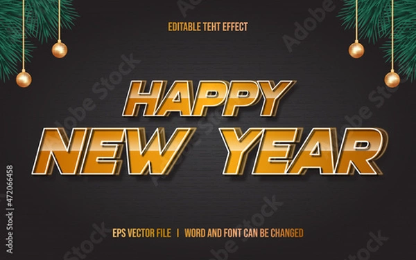 Fototapeta happy new year editable text effect