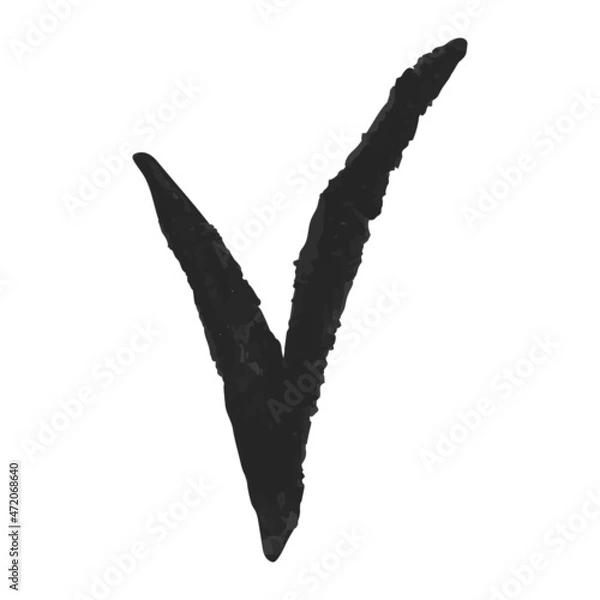 Fototapeta Check Mark Sign hand drawn with wax crayon isolated on white background
