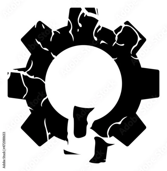 Fototapeta Gear destruction vector icon on a white background. An isolated flat icon illustration of gear destruction.