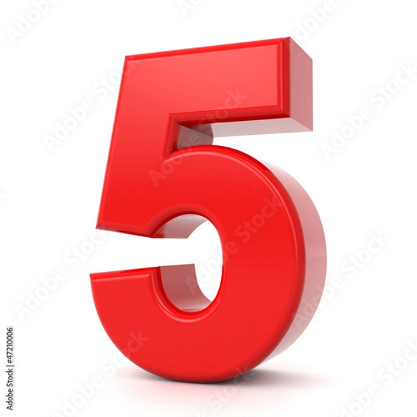 Obraz 3d shiny red number collection - 5