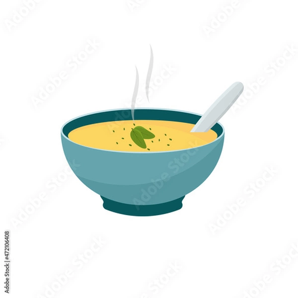 Obraz Hot vegetable soup. Bowls with soup isolated on white background
