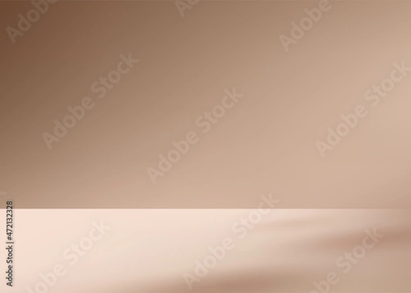 Obraz 3d background products display brown scene with geometric platform. background vector 3d rendering with podium. stand to show cosmetic products. Stage showcase on pedestal display beige studio